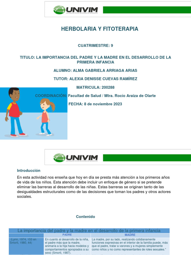 Importancia de padres en el desarrollo infantil | PDF | Mujer | Amor
