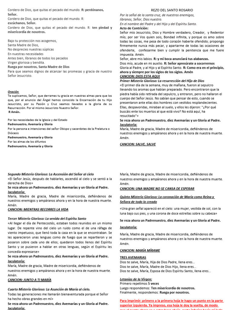 Diptico Santo Rosario | Descargar gratis PDF | María, madre de Jesús ...
