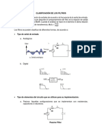 Clasificación de Los Filtros