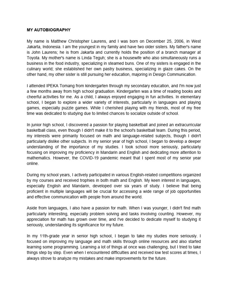 MY AUTOBIOGRAPHY ABOUT MYSELF SAMPLE PDF visual data 2