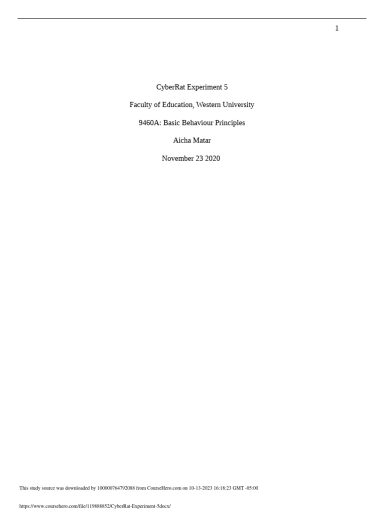 CyberRat Experiment: Behavior Analysis | PDF | Classical Conditioning ...