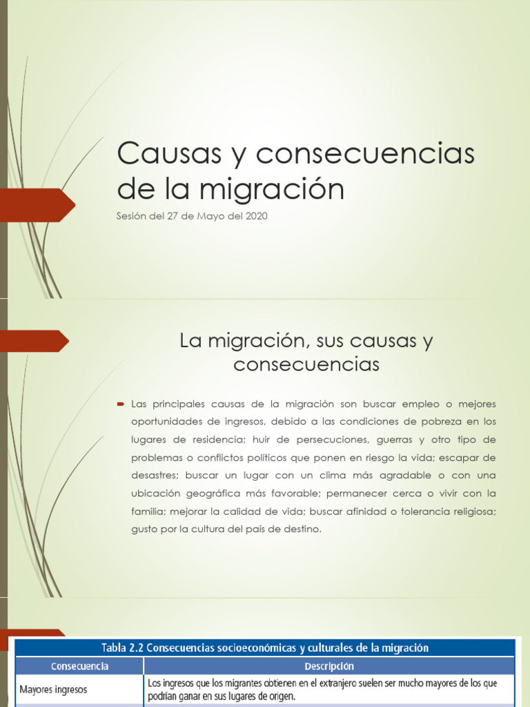 Causas y Consecuencias de la Migración | PDF | Ciencias sociales