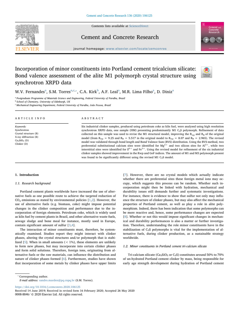 Incorporation of Minor Constituents Into Portland Cement Tricalcium ...