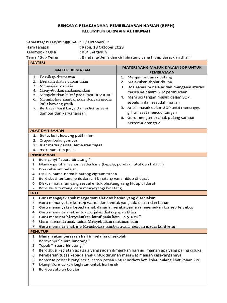 RPPH Membuat Kolase Ikan Dengan Kulit Bawang | PDF | Seni & Disiplin ...