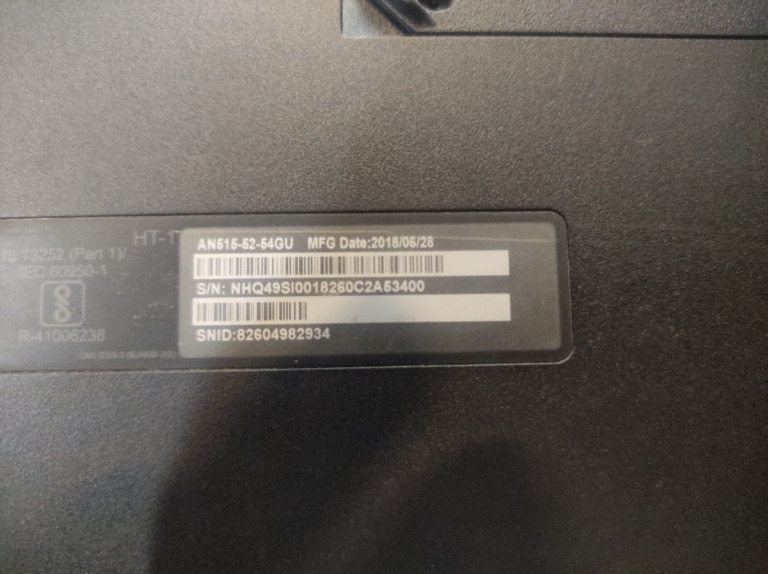 ACER LAPTOP SNID CODE 82604982934 PDF