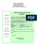 Barangay CERTIFICATION FOR Land Ownsership