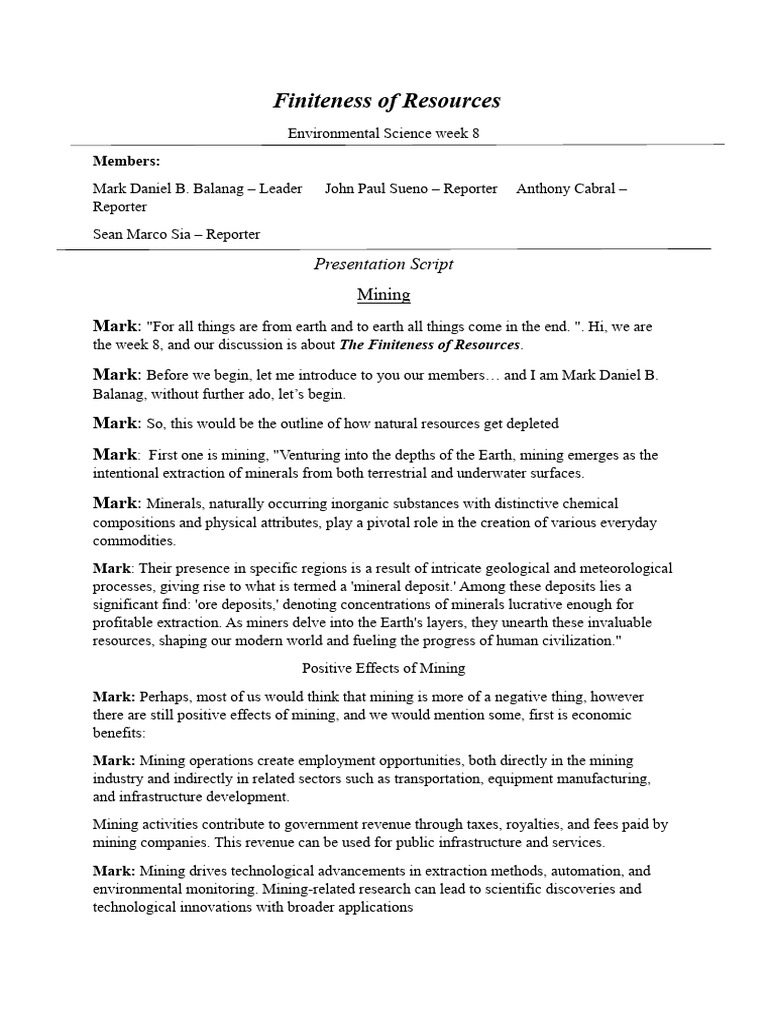 Finiteness of Resources Script | Download Free PDF | Mining | Renewable ...