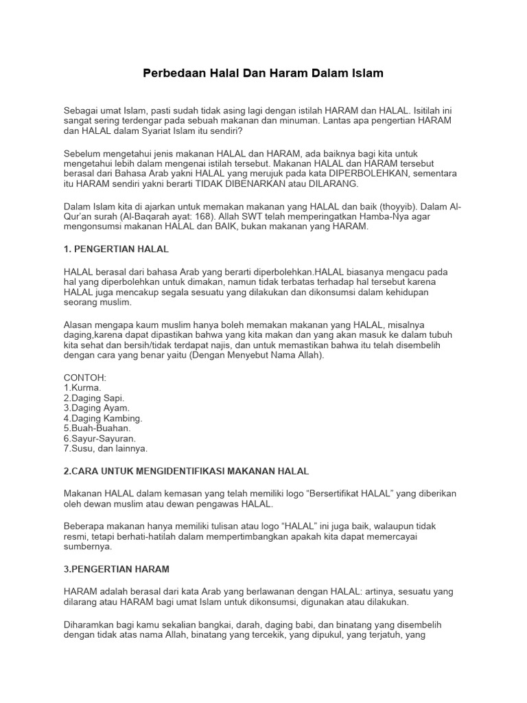 Perbedaan Halal Dan Haram Dalam Islam PDF