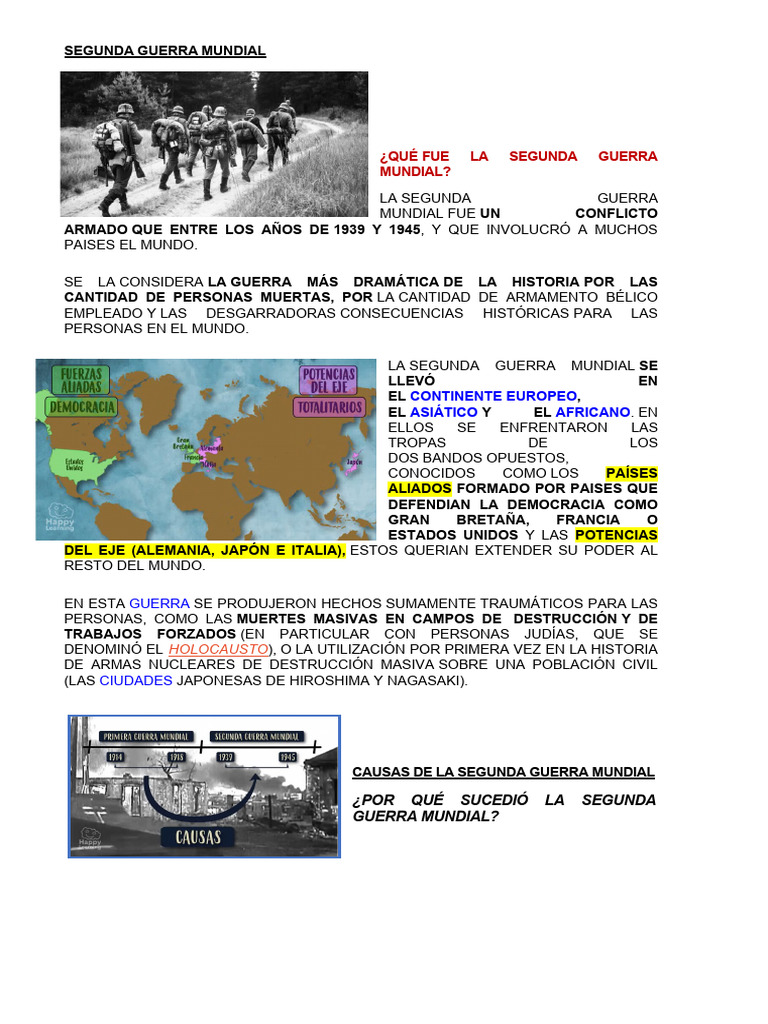 Causas y consecuencias de la Segunda Guerra Mundial | PDF | Segunda ...