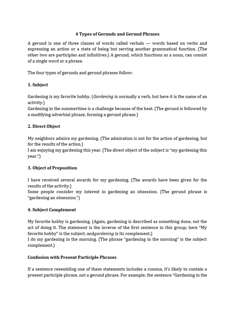 Gerund and Its Uses | PDF | Verb | Preposition And Postposition