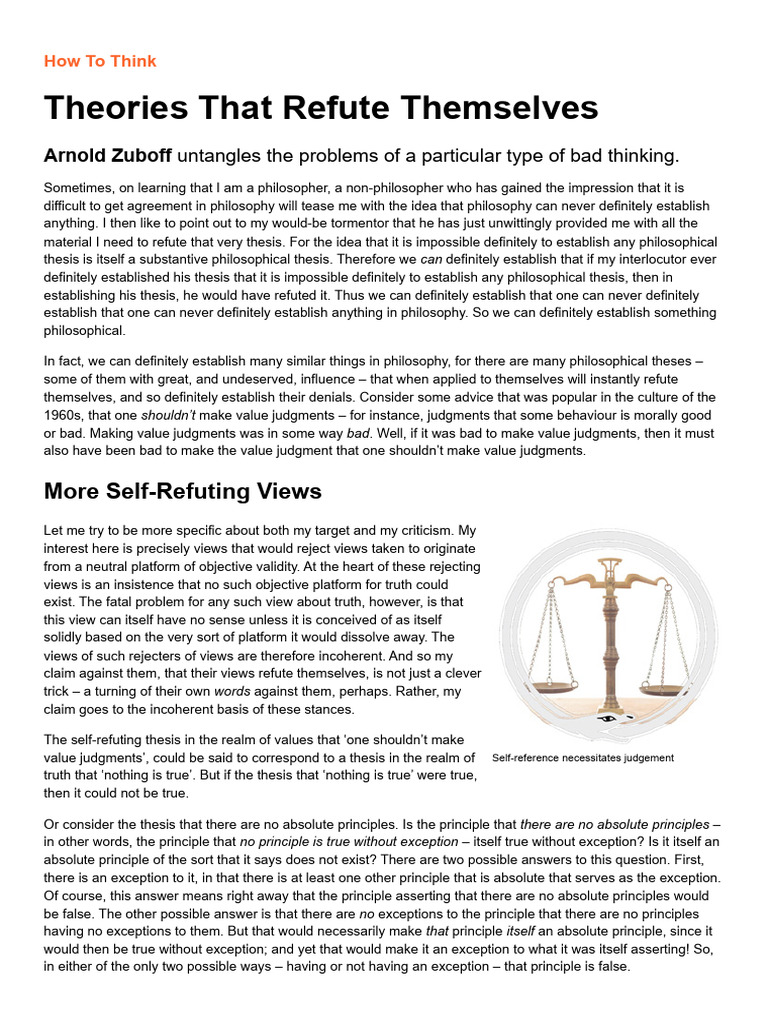 Theories That Refute Themselves - Issue 106 - Philosophy Now | PDF ...