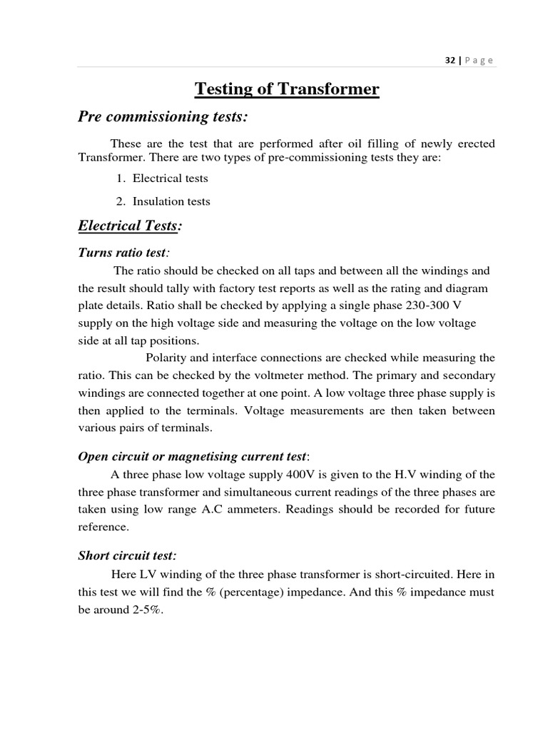 Testing of Transformer PDF Transformer Insulator (Electricity)