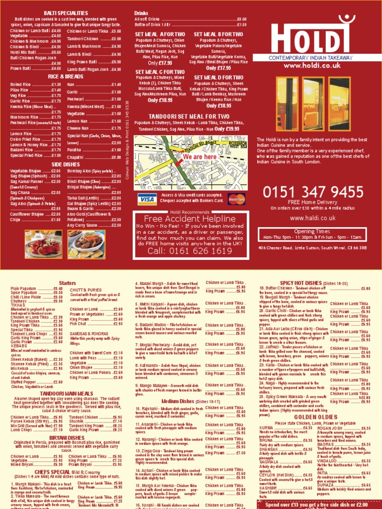 Holdi Indian Takeaway Menu Prices | PDF | Curry | Kebab