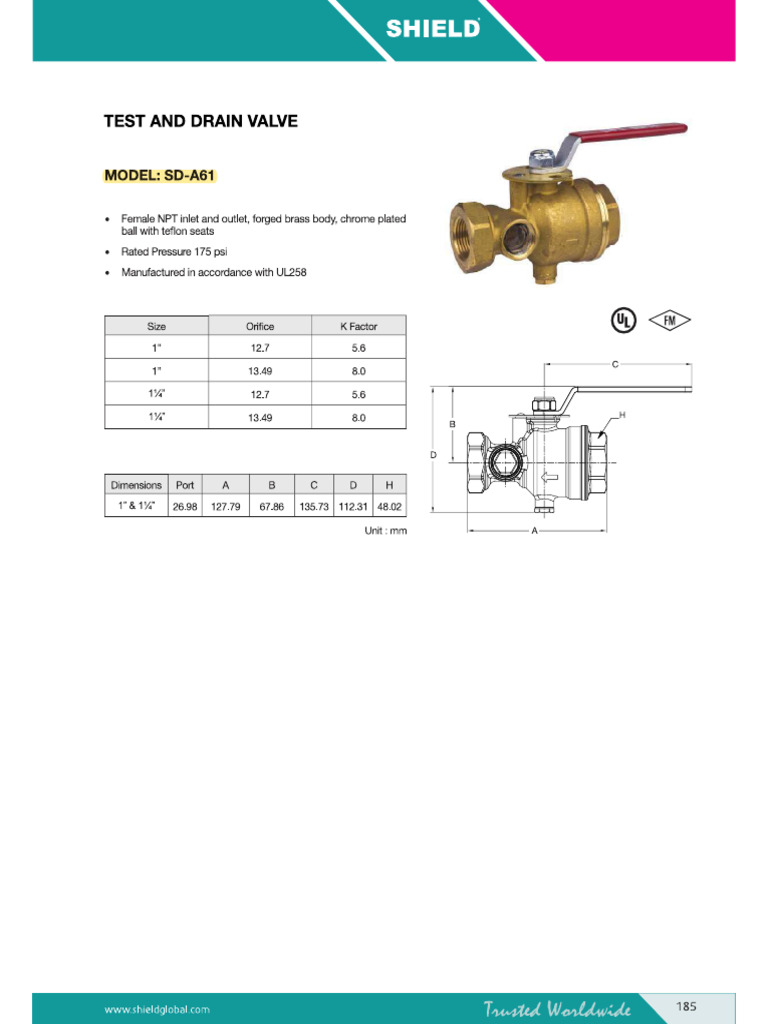 Test And Drain Valve Size Nfpa