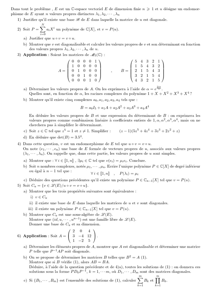 Diagonalisation et valeurs propres d'endomorphismes PDF Valeur — free download