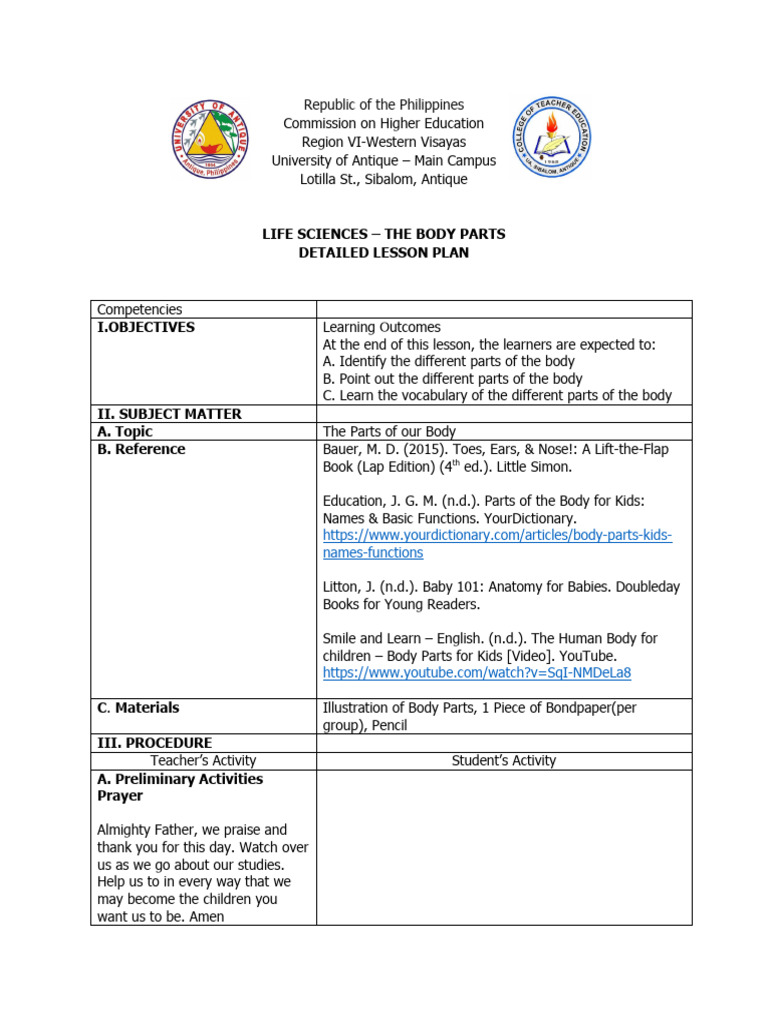 Kindergarten Lesson Plan PDF Behavior Modification Human