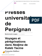 Bouleversants Voyages - Voyages Et Pérégrinations Dans Nedjma de Kateb Yacine - Presses Universitaires de Perpignan