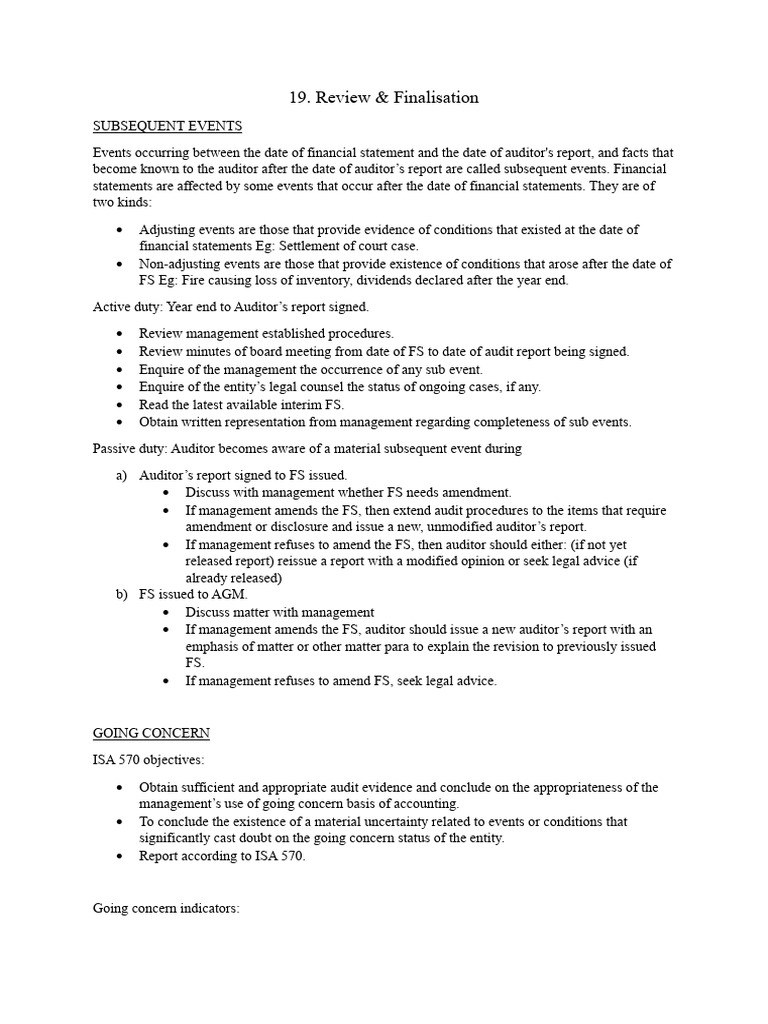 19 review finalisation pdf going concern auditor s report