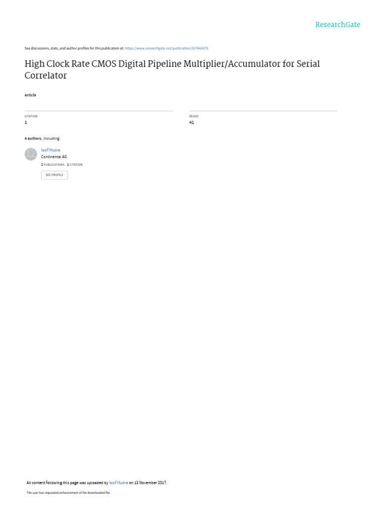 High Clock Rate CMOS Digital Pipeline MultiplierAc PDF Logic Gate 