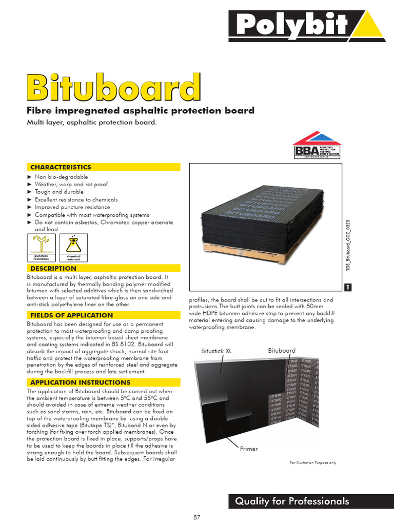 Bituboard Waterproofing Data Sheet | PDF | Pallet | Materials