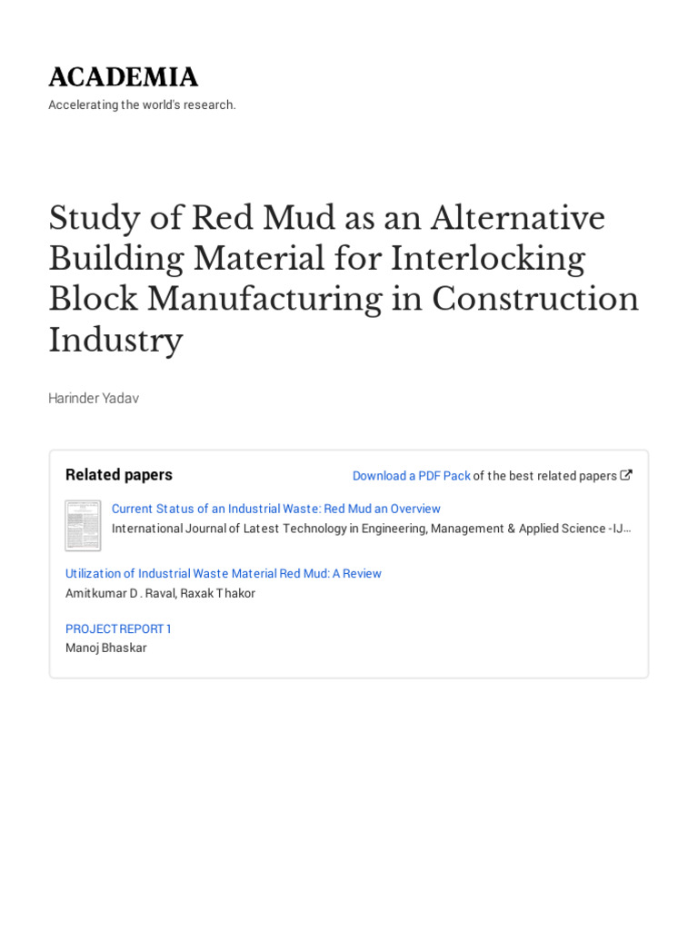 Red Mud: Eco-Friendly Building Blocks | PDF | Concrete | Aluminium