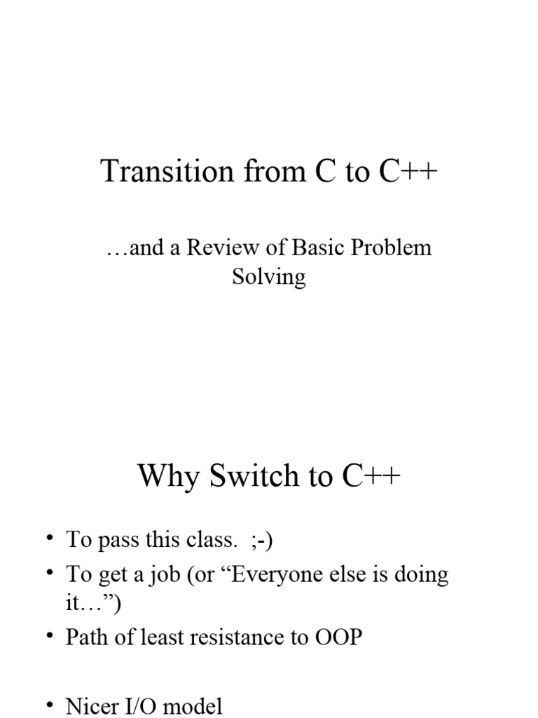 Transitioning from C to C++ Basics | PDF | Object Oriented Programming ...