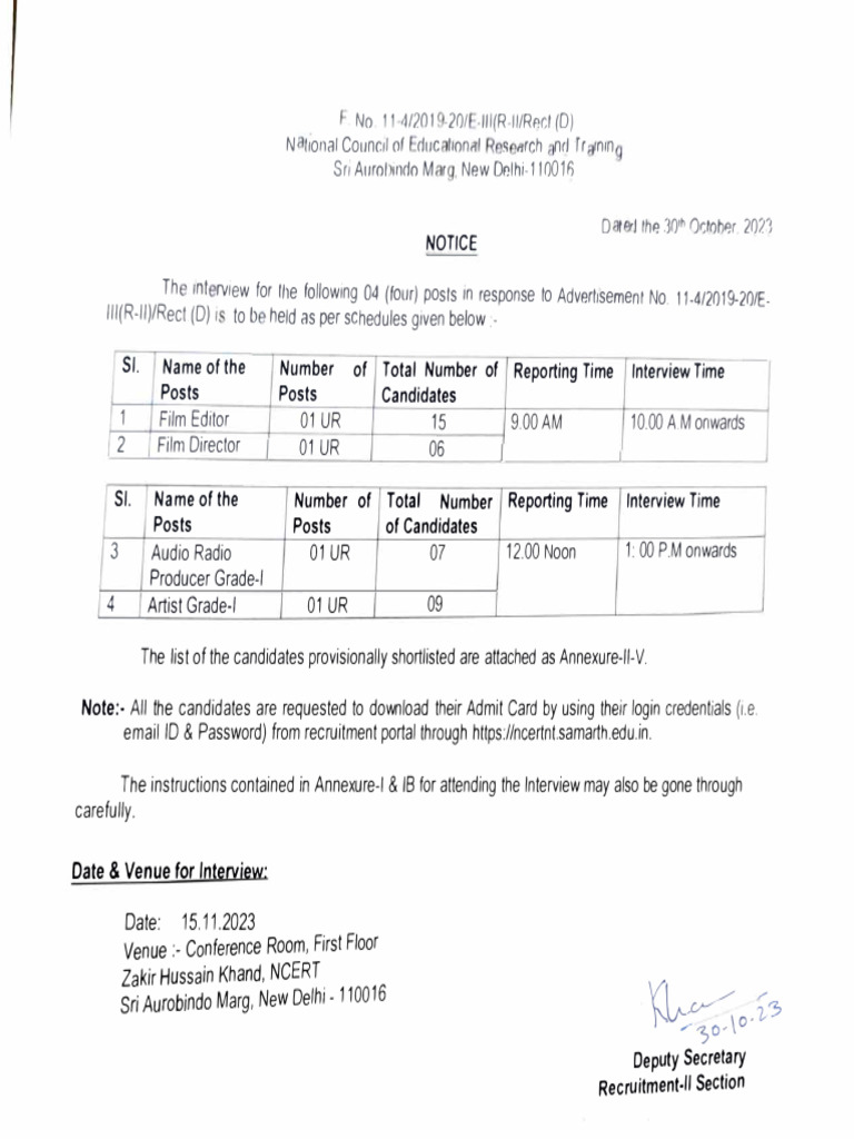 Interview notice schedule fe fd arpg i ag i pdf verification and