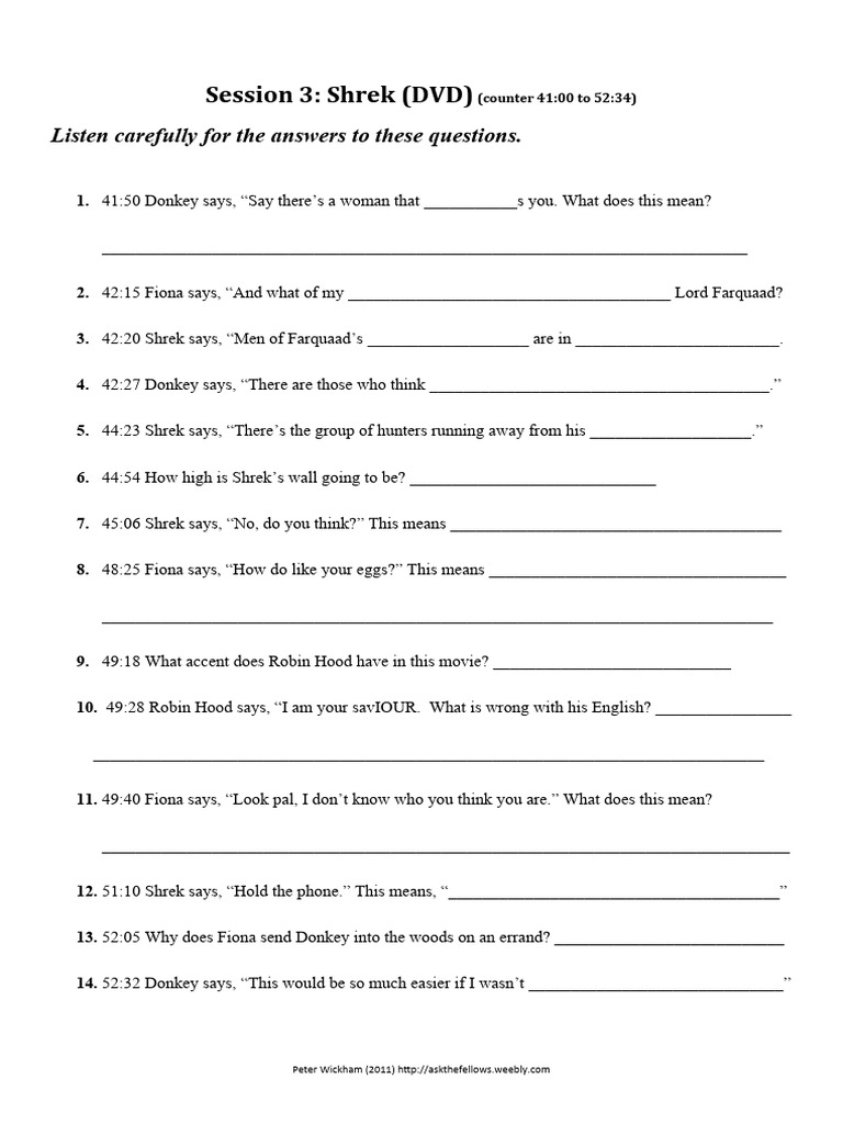 Shrek Sheet 3 | PDF