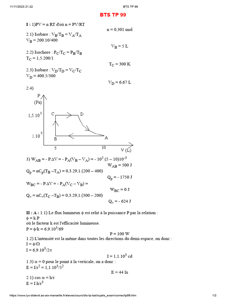 Correction - Exercices Exo Eclairage Publique | PDF | Sciences et ...