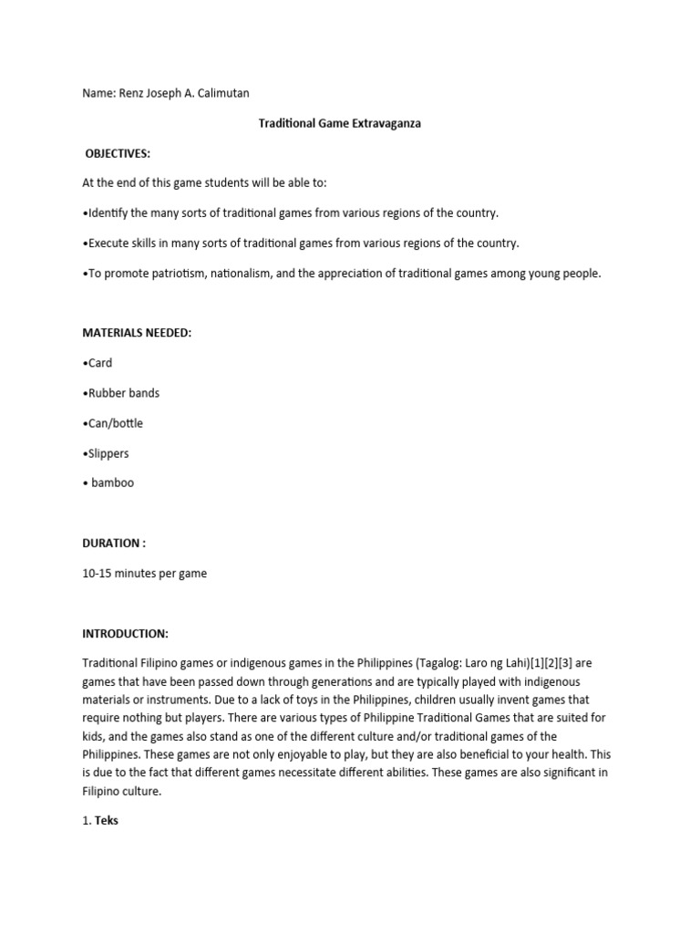 Traditional Games | PDF | Sports & Recreation