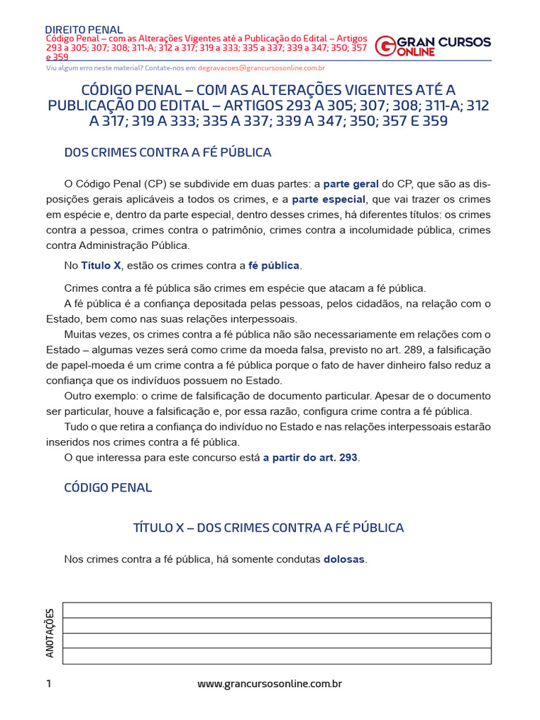 Direito Penal TJ SP 2021 Aula 01 | PDF | Crimes | Crime e Violência