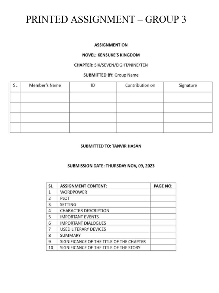 Eng Lit Printed Assignment CHP 8 | PDF | General Fiction
