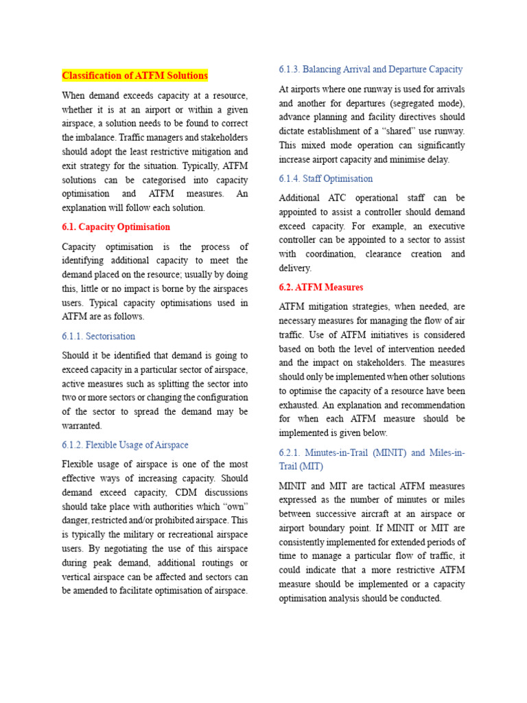 ATFM Solutions | PDF | Air Traffic Control | Airport
