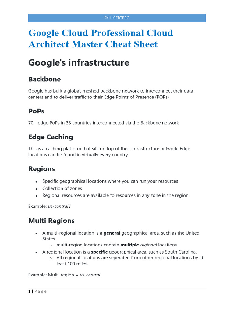 Google Cloud Pca Master Cheat Sheet Pdf No Sql Computer Network