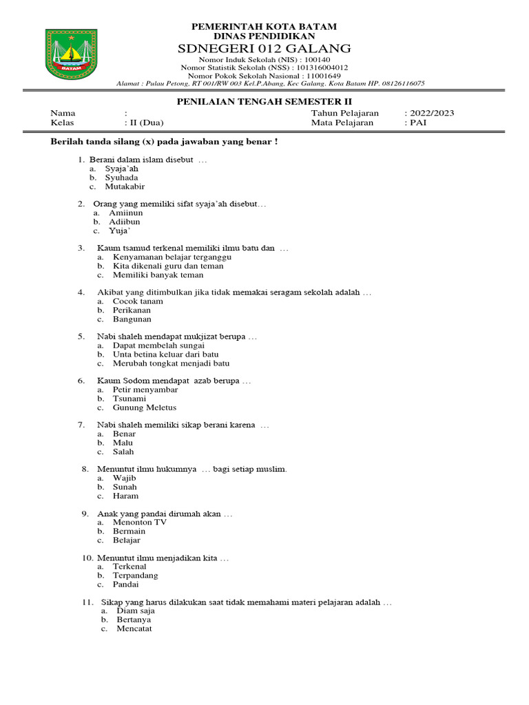 Persiapan Mid Semester 2 Kelas 2: Akses Mudah Soal Latihan Berkualitas untuk Raih Hasil Optimal