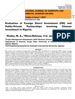 Evaluation of Foreign Direct Investment (FDI) and Public-Private Partnerships Involving Chinese Investment in Nigeria.