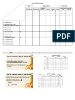 Table of Specifications