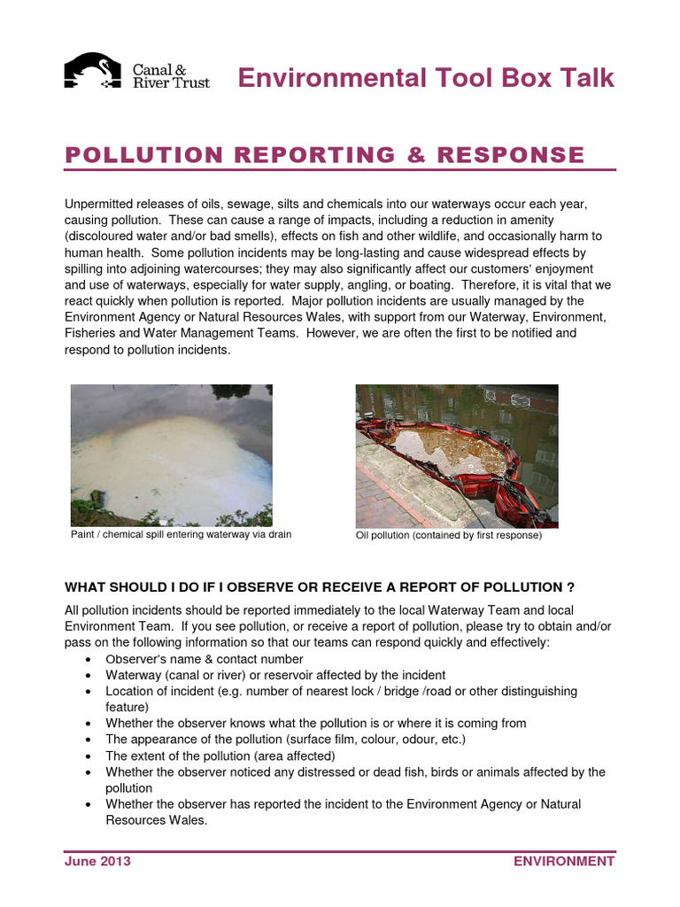 Reporting & Response PDF Oil Spill Pollution
