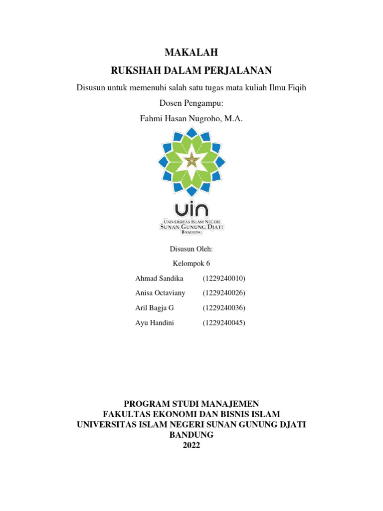 Rukhsah dalam Perjalanan: Definisi dan Macam | PDF