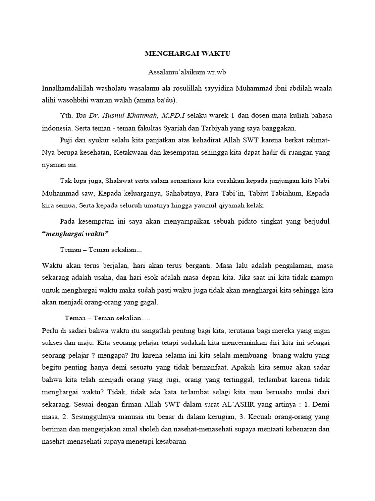 Teks Pidato_Menghargai waktu PDF