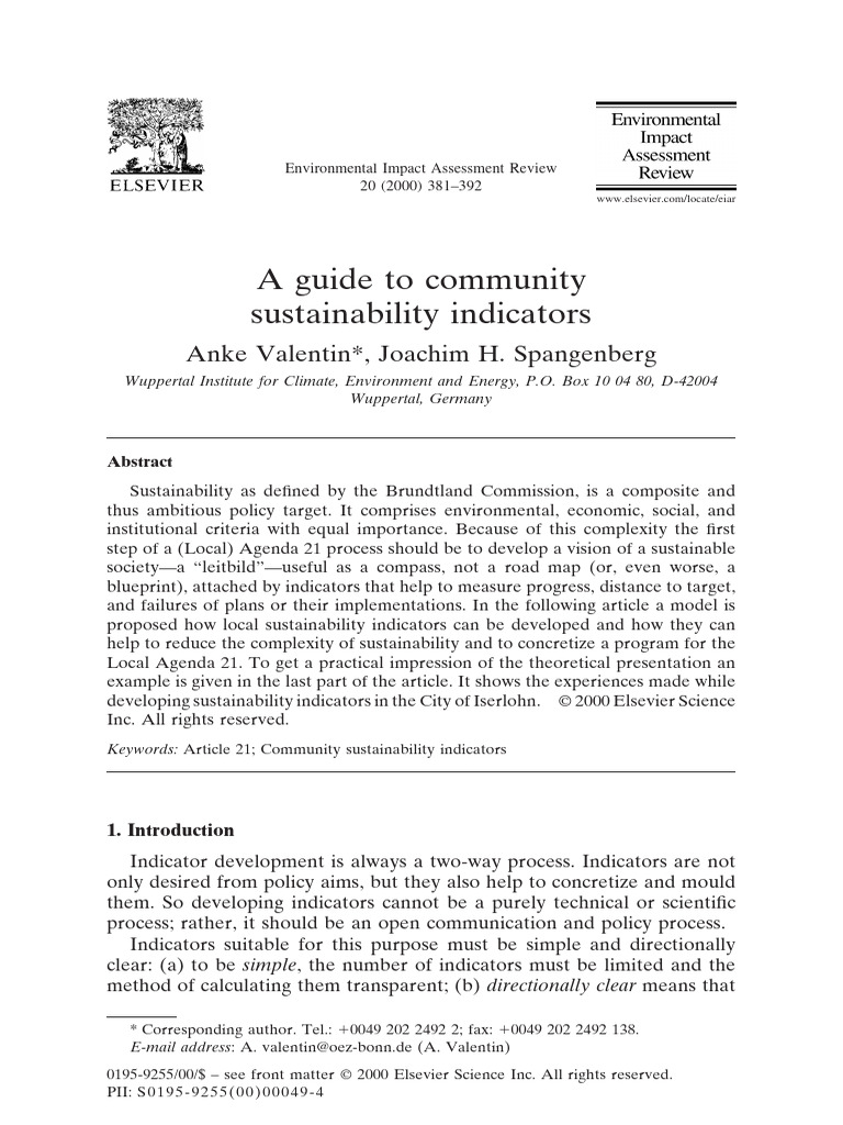 Developing Community Sustainability Indicators | PDF | Sustainability ...