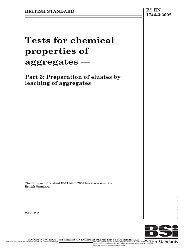 BS en 1744 Part 3 2002 | PDF | Regulation
