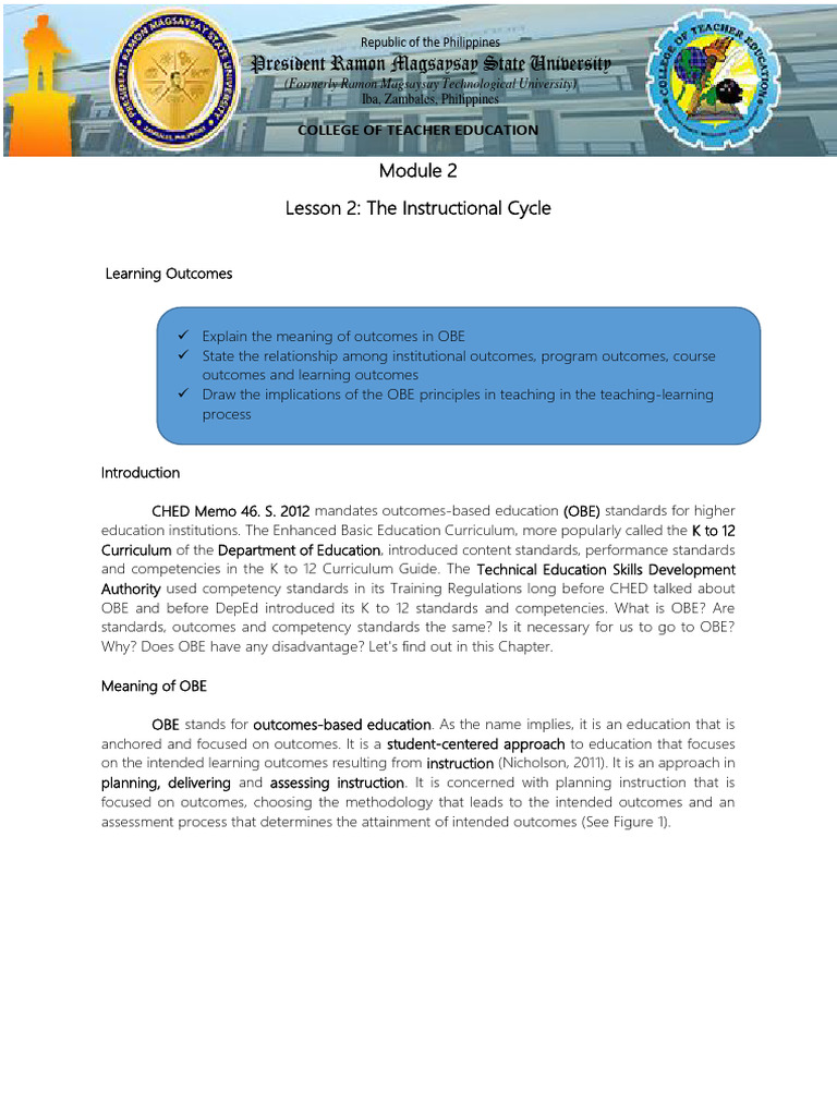 Module 2 Lesson 2 The Instructional Cycle | PDF | Educational ...