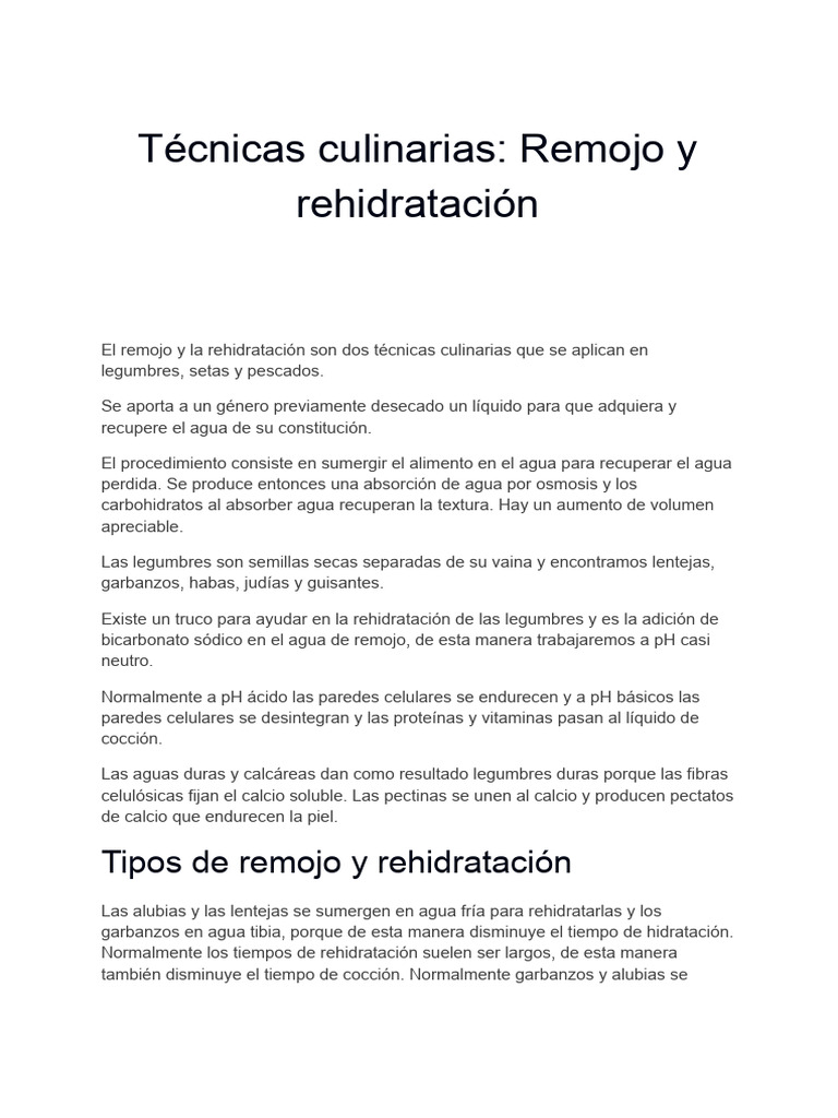 Remojo y rehidratación de legumbres y más | PDF | Legumbre | Germinación