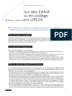 Scolarisation Des EANA en École Ou en Collège Avec Ou Sans UPE2A