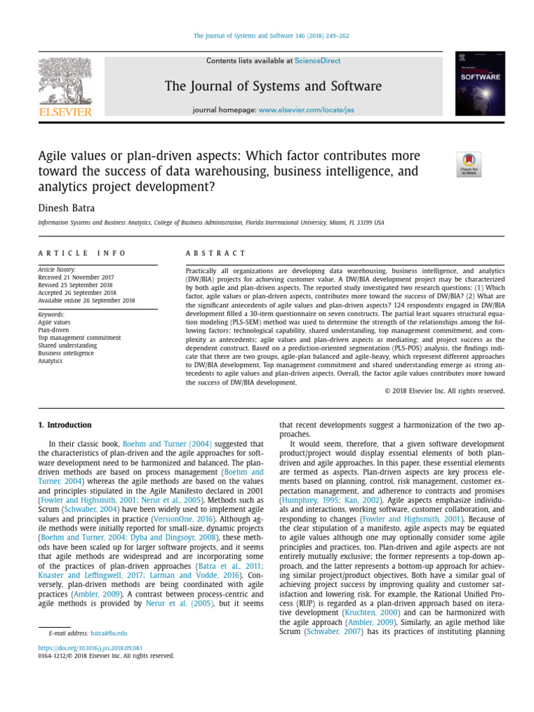 The Journal of Systems and Software: Dinesh Batra | PDF | Agile ...