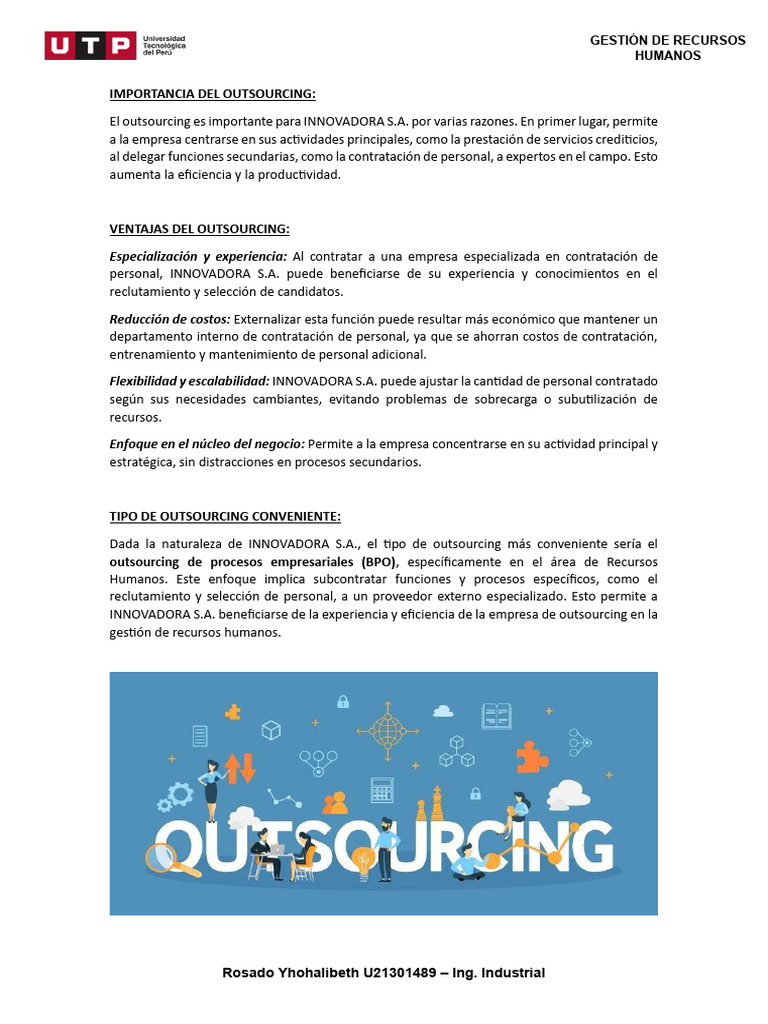 Ventajas del Outsourcing en Recursos Humanos | PDF | Negocios