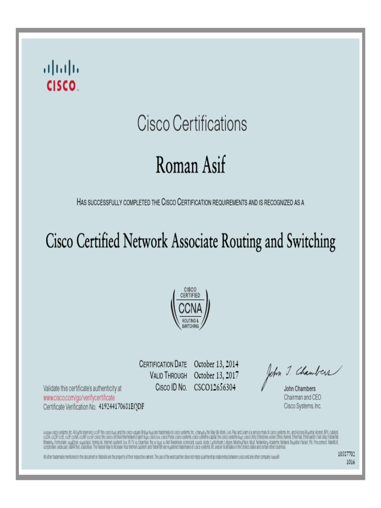 Ccna Certificate PDF Cisco Certifications Computer Networking