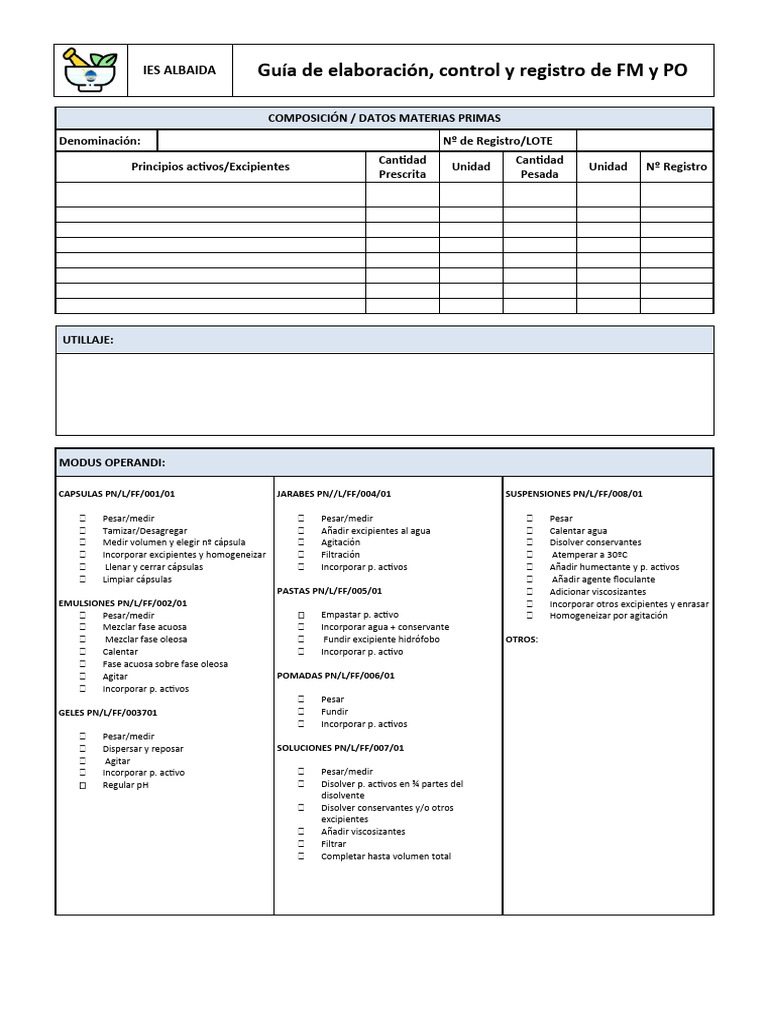 Guía de Elaboracion Registro | Descargar gratis PDF | Farmacia ...