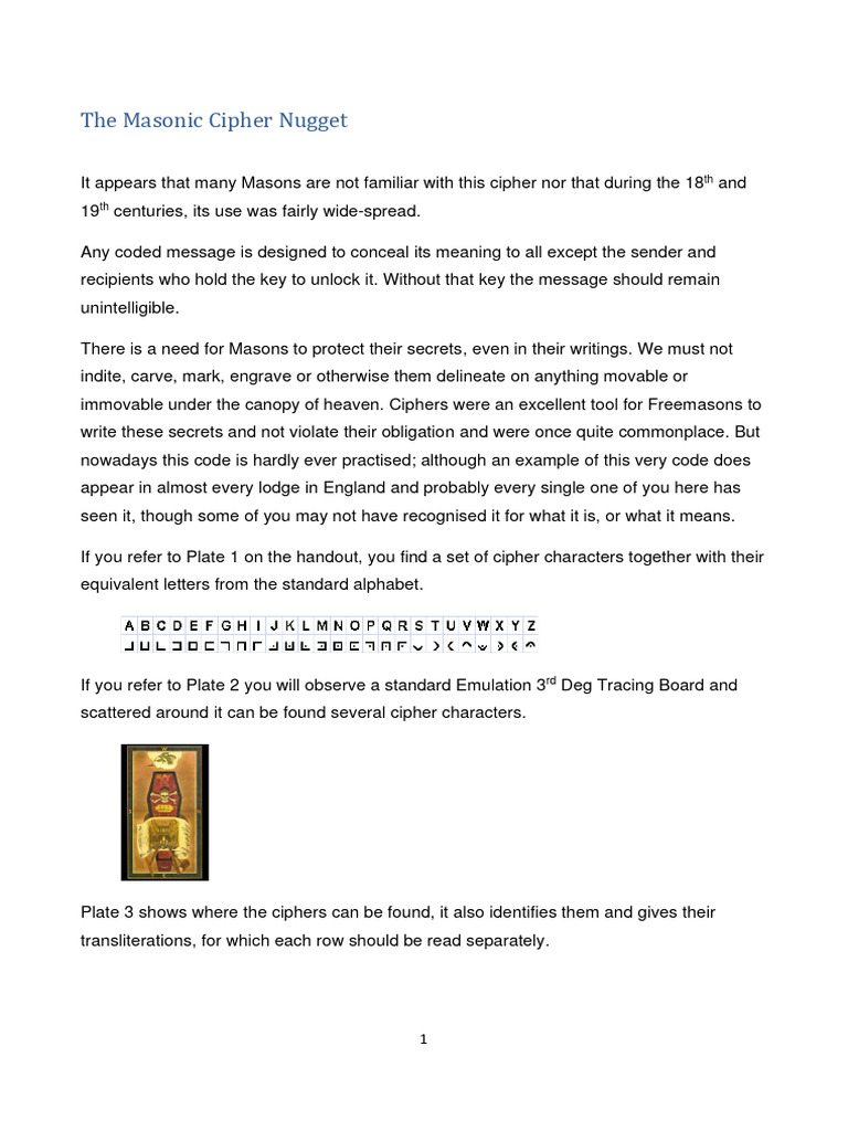 Masonic Cipher Insights and Symbols | PDF | Freemasonry | Western ...